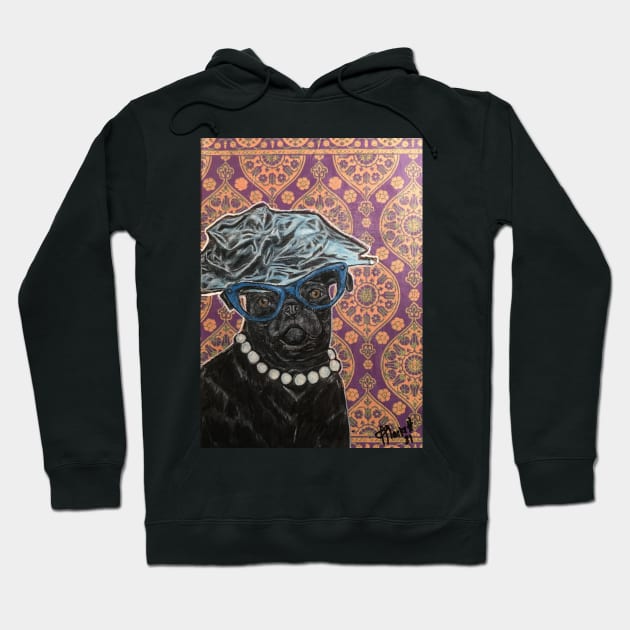 Black pearl pug Hoodie by Artladyjen